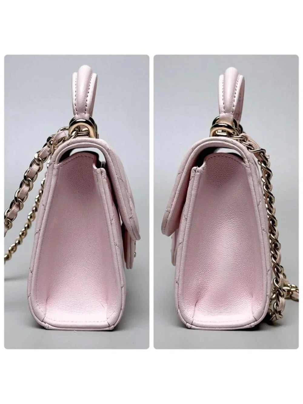 Chanel Mini Quilted Chain Shoulder Bag Pink Lambskin